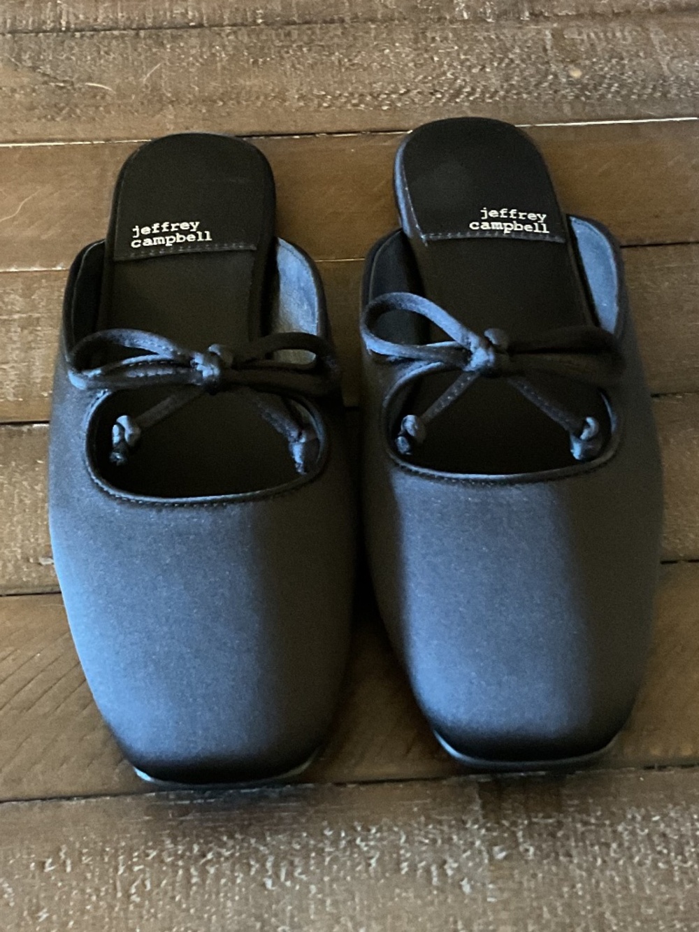 💐 NWT💐Jeffrey Campbell Elaine Black Satin Ballet Mules - Size 7.5